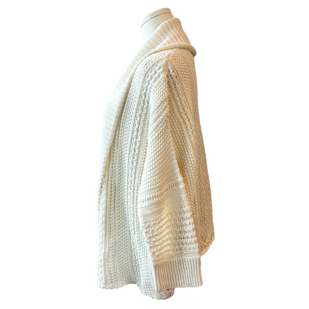 Michael Kors Linen Cotton Open Front Cardigan Sweater Knit Cream Ivory White L - Picture 5 of 13